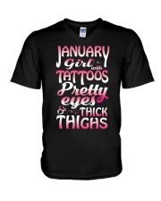 Tattoo thick thighsJanuary V-Neck T-Shirt tile