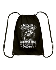 Never underestimate an asshole born in October Drawstring Bag tile