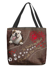 Bulldog-dog-the-road-to-my-heart All-over Tote front