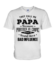 They Call Me Papa Bad Influence - For Dad V-Neck T-Shirt tile