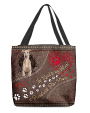 Greyhound-dog-the-road-to-my-heart All-over Tote front