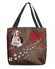 Brittany-dog-the-road-to-my-heart All-over Tote front