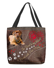 Dogue-De-Bordeaux-dog-the-road-to-my-heart- All-over Tote front