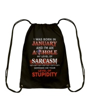 birthday sarcasm January Drawstring Bag tile