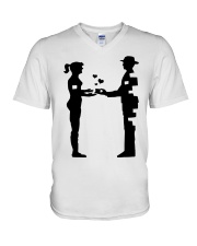 Father raising daughter V-Neck T-Shirt tile