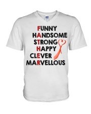 Father Funny Handsome Strong Clever V-Neck T-Shirt tile