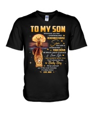 Be Brave Have Courage Love Life - Lion Mom To Son V-Neck T-Shirt tile