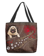 Pug-dog-the-road-to-my-heart All-over Tote back