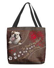 The Road To My Heart Is Paved With Paw Bulldog All-over Tote back
