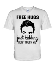 Frees Hugs Just Kidding Don't Touch Me V-Neck T-Shirt tile