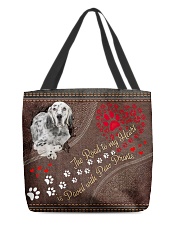 English-Setter-dog-the-road-to-my-heart All-over Tote front
