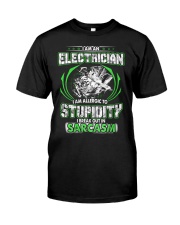I AM AN ELECTRICIAN STUPIDITY Premium Fit Mens Tee front
