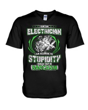 I AM AN ELECTRICIAN STUPIDITY V-Neck T-Shirt thumbnail
