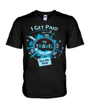 I GET PAID TO TRAVEL V-Neck T-Shirt thumbnail