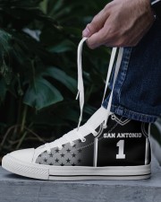 San Antonio Basketball Customizable Men's High Top White Shoes aos-complex-men-white-top-shoes-lifestyle-06
