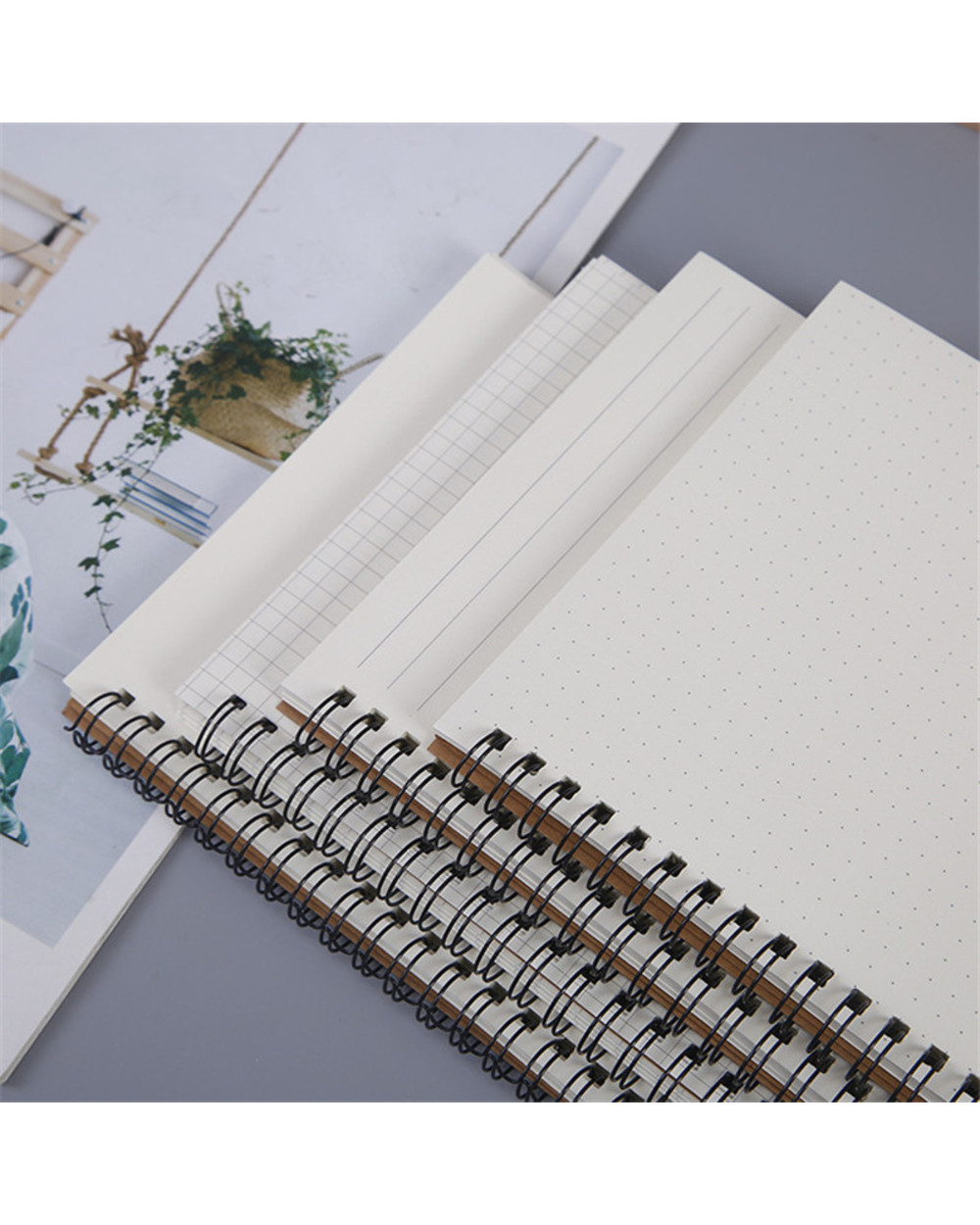 Kraft Paper A5 Spiral Notebook Office School Supplies Drawing Sketch Notebooks Blank Dotted Line Grid Page Planner Diar template