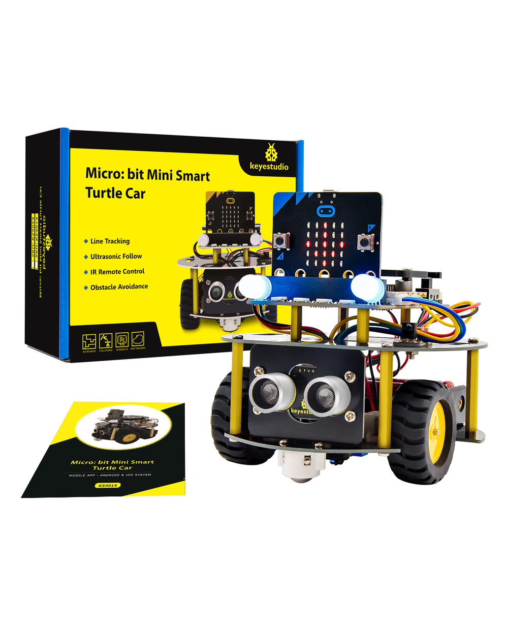 Keyestudio Micro:Bit V2 Robot Car Mini Smart Turtle Robot Kit For Microbit Robot Car Python Programming Stem Electronic template