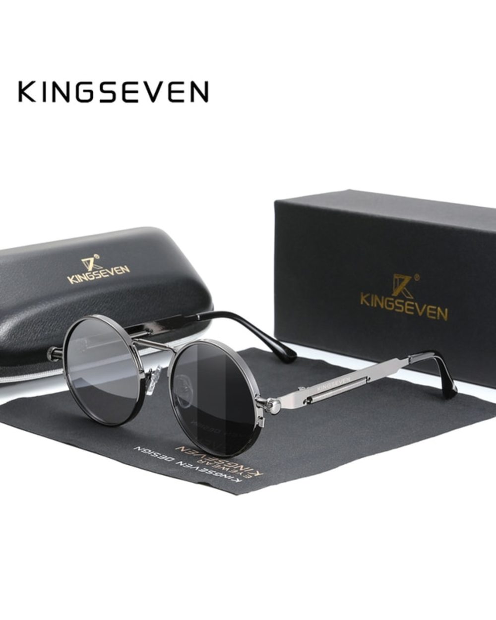 Kingseven High Quality Gothic Steampunk Sunglasses Polarized Men Women Brand Designer Vintage Round Metal Frame Sun Gla template