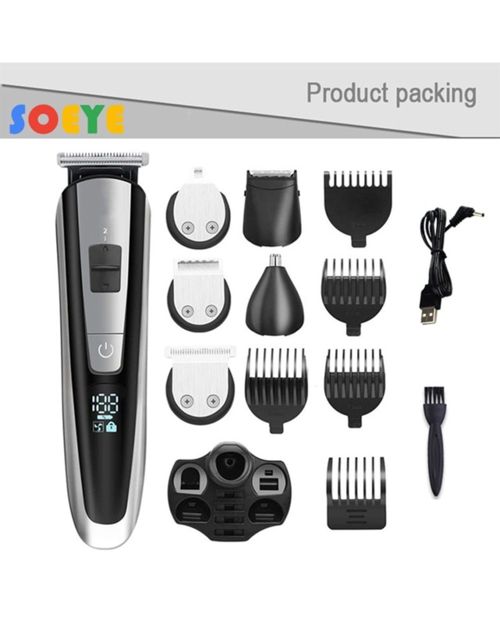 Kemei Hair Trimmer Household Electric Hair Clippers Multifunctional Rechargeable Shaver Led Display 5 In 1 Cutter Heads template