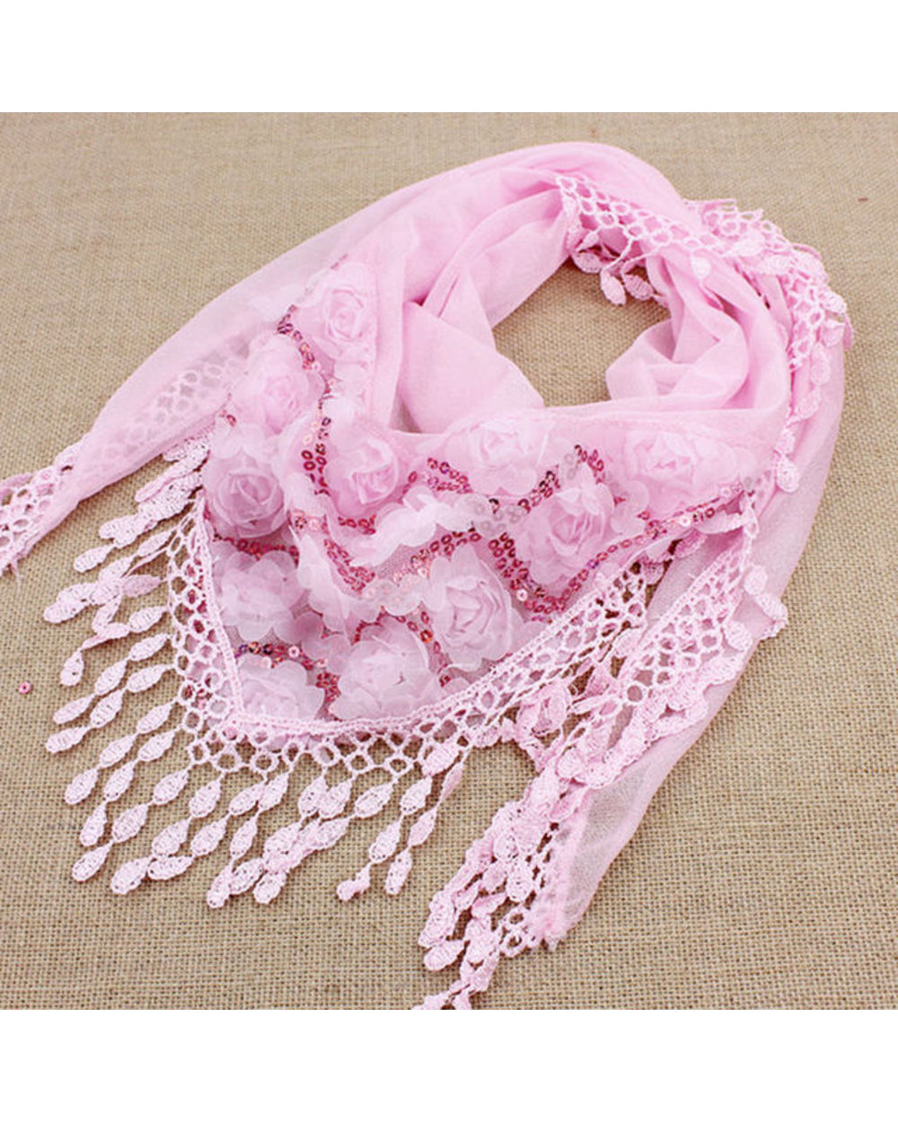 1Pc New Fashion Female Women Tassel Shawls And Scarves Autumn Women Silk Flower Lace Triangle Pendant Scarf Fashion Wom template