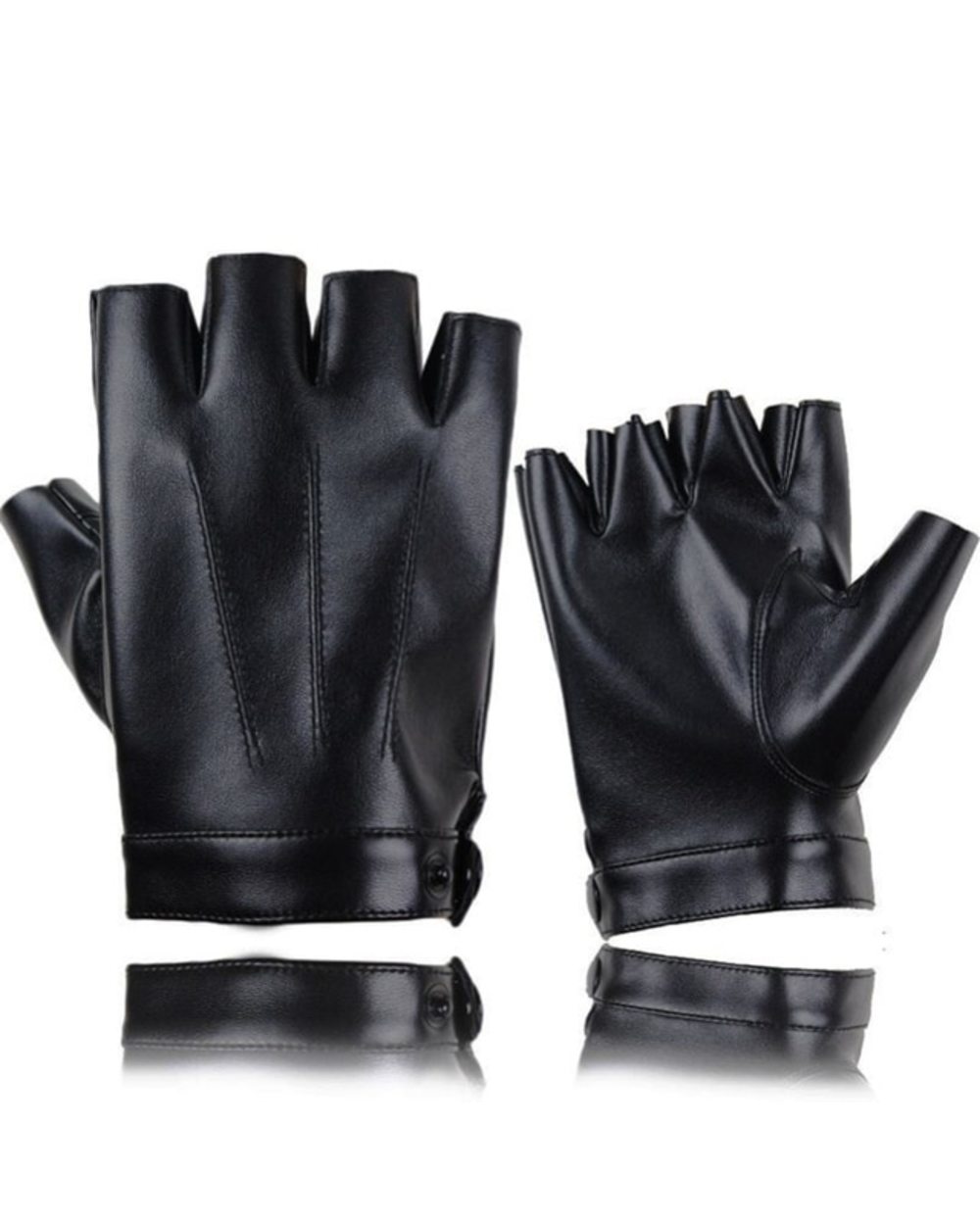 Fingerless Men Gloves Pu Leather Motor Punk Gloves Male Mittens Black Half Finger Outdoor Driving Gloves Guantes Ciclis template