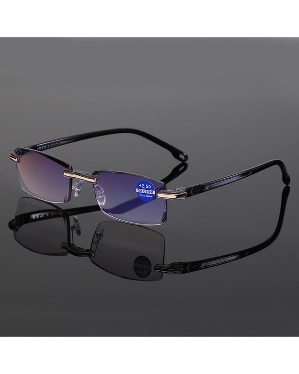 Men Rimless Reading Glasses Classic Anti Blue Light Magnification Eyeglasses Vintage Presbyopia Eyewear Diopter +1.0 To template