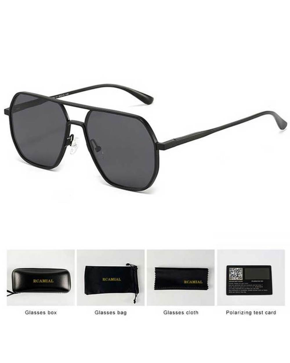 Rcamial Sunglasses Men Polarized Anti-Glare Lens Uv400 Aluminum Magnesium Frame Lightweight Car Driving Glasses 8692 template