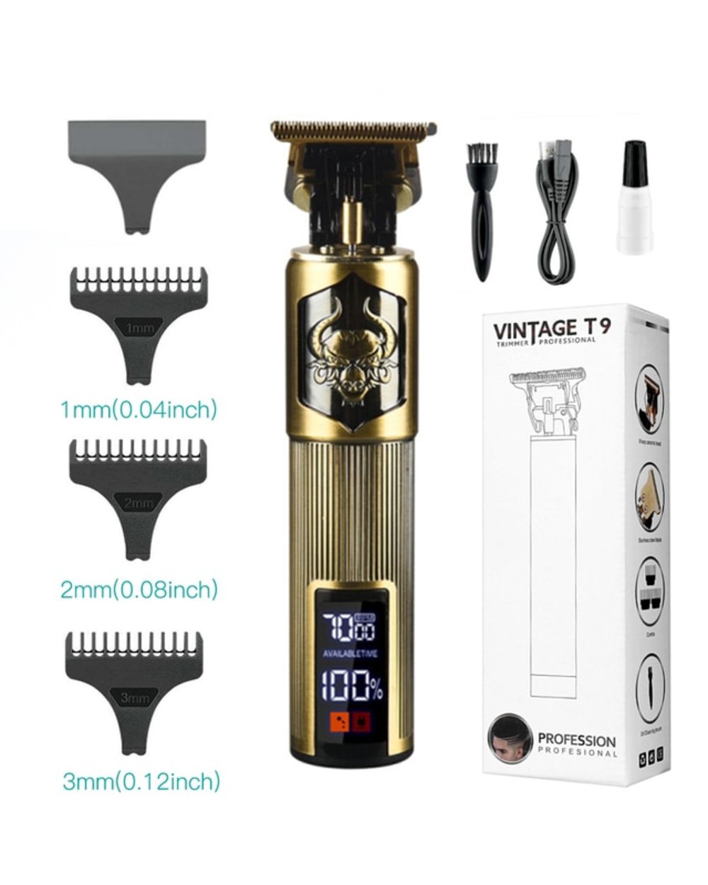 T9 Lcd Barber Shaver Electric Clipper Retro Oil Head Carving Hair Clipper Precision Trimmer For Men Beard Man Shaving C template