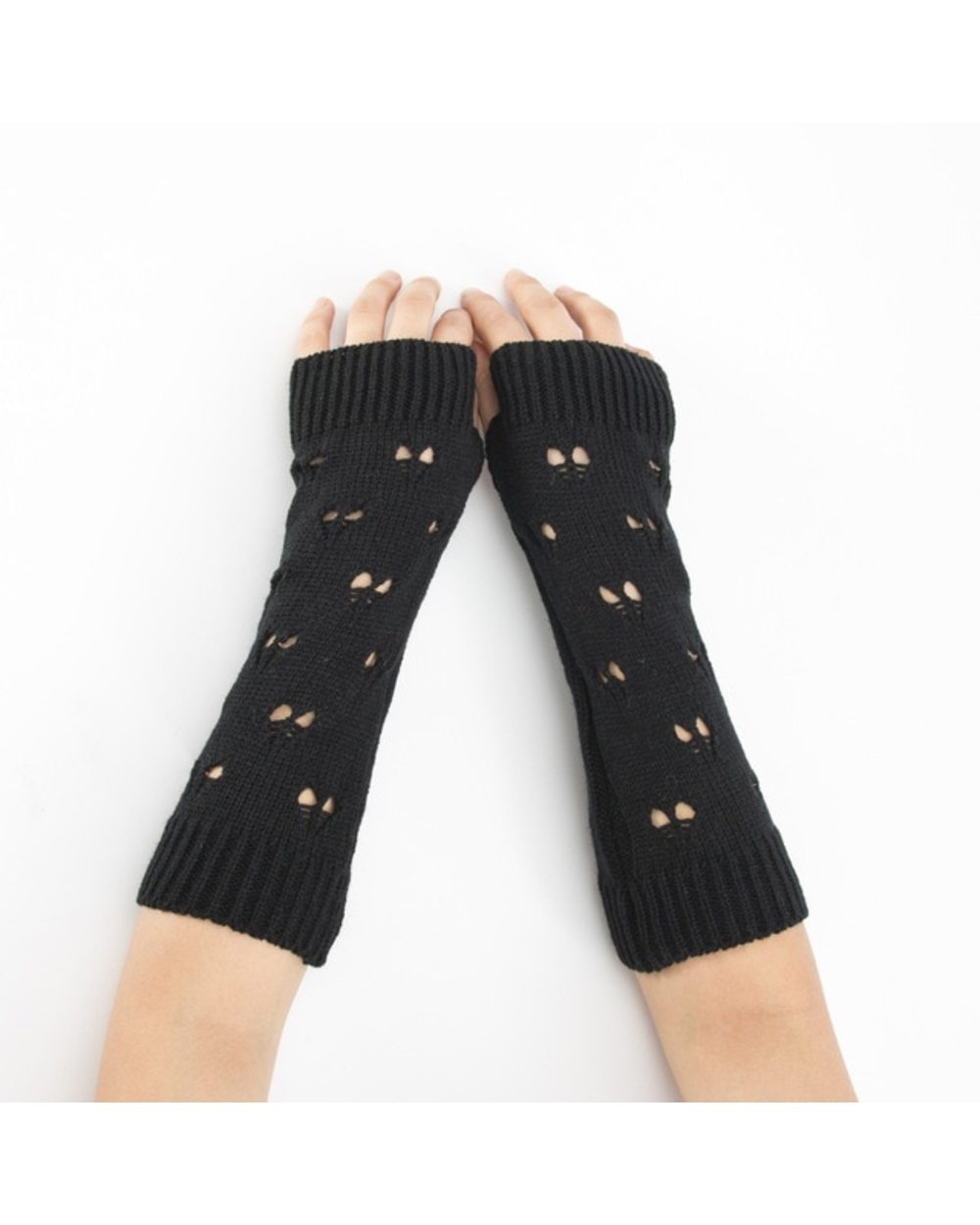 Arm Warmer Winter Women Gloves Stylish Hand Gloves Girl Arm Crochet Knitting Hollow Heart Mitten Warm Fingerless Gloves template