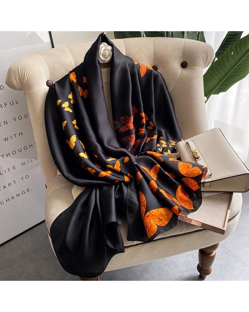 Women Silk Winter Scarf Luxury Design Print Lady Beach Shawl Scarves Fashion Smooth Foulard Female Hijab template