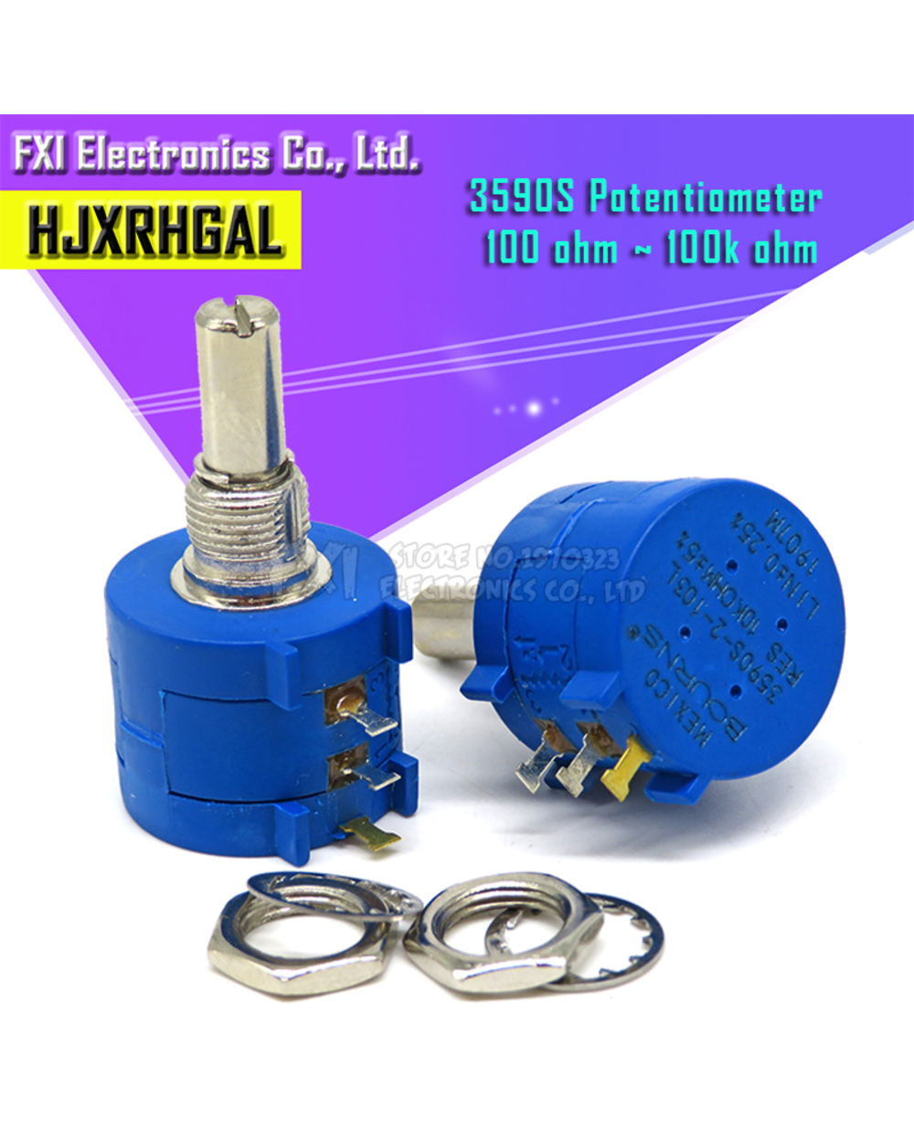 1Pcs 3590S Series Resistance 1K 2K 5K 10K 20K 50K 100K Ohm Potentiometer Adjustable Resistor 3590 102 202 502 103 3590S template