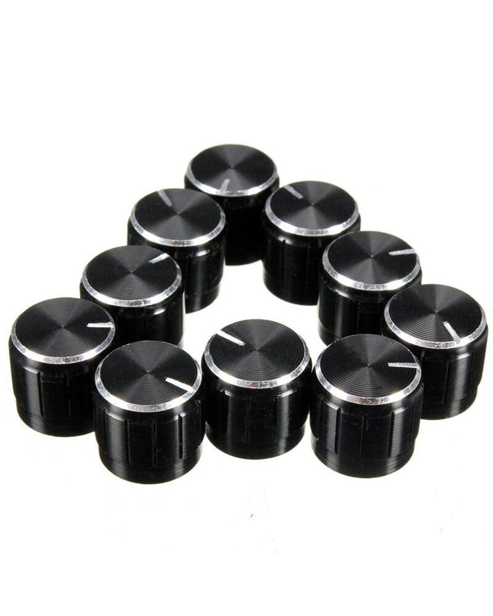 10Pcs/Lot Black 6Mm Potentiometer Knobs Caps Knurled Shaft Potentiometer Control Knob Diameter 15Mmx17mm Aluminum Swit template