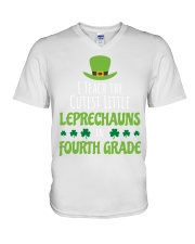 4th Fourth Grade Paddys St Patricks Day Teacher V-Neck T-Shirt thumbnail