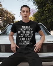 I'M DUTCH YES MY DARK LITTLE HEART SKIPS A HAPPY BEAT WHEN I SEE KARMA CATCH UP TO SOMEBODY WHO DESERVES IT Classic T-Shirt apparel-classic-tshirt-lifestyle-24