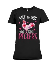just a girl who loves peckers Premium Fit Ladies Tee thumbnail