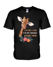 Giraffe lover gift with funny Quote I'm not Lazy V-Neck T-Shirt thumbnail