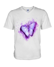 Purple Butterfuly V-Neck T-Shirt thumbnail