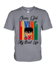 June Girl Living My Best Life V-Neck T-Shirt thumbnail