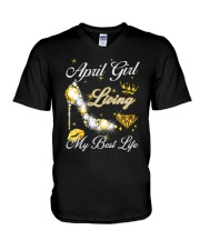 April Girl Living My Best Life V-Neck T-Shirt thumbnail