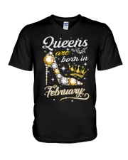 Queens Are Born In February V-Neck T-Shirt thumbnail