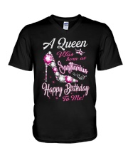 A Queen Was Born As Sagittarius V-Neck T-Shirt thumbnail