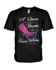 A Queens Was Born In February V-Neck T-Shirt thumbnail