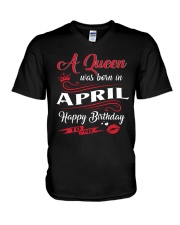 A Queen Was Born In April V-Neck T-Shirt thumbnail