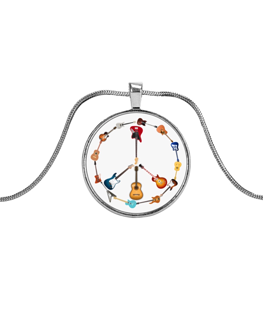GUITAR AND PEACE Metallic Circle Necklace