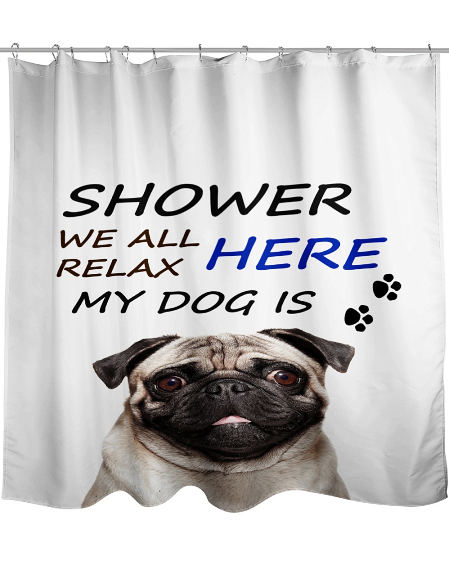 SHOWER PUG Shower Curtain