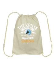 THE-VOICES-IN-MY-HEAD-ARE-TELLING-MY-TO-GO-SKIING Drawstring Bag tile