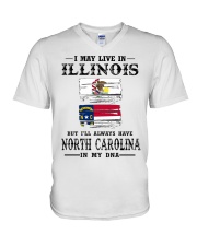 Live Illinois North Carolina In My DNA V-Neck T-Shirt tile