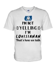 I'm Not Yelling I'm Louisiana V-Neck T-Shirt tile