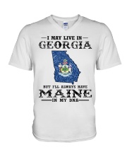 Live In Georgia But Maine In My DNA V-Neck T-Shirt tile