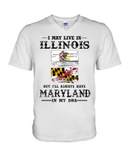 Live Illinois Maryland In My DNA V-Neck T-Shirt tile